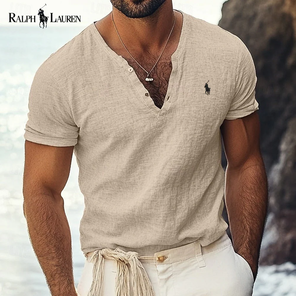Rаlрh Lаurеn - Azure Coast Linen-Cotton V-Neck Shirt