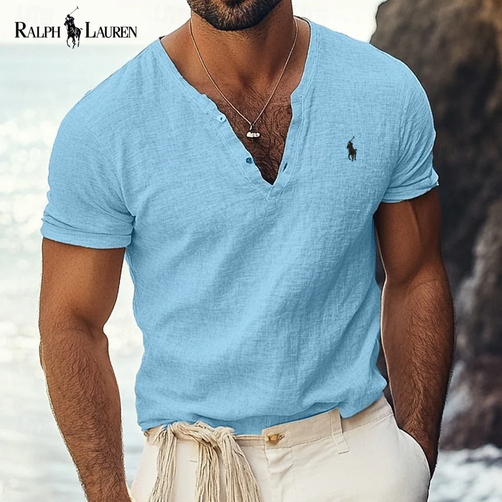 Rаlрh Lаurеn - Azure Coast Linen-Cotton V-Neck Shirt