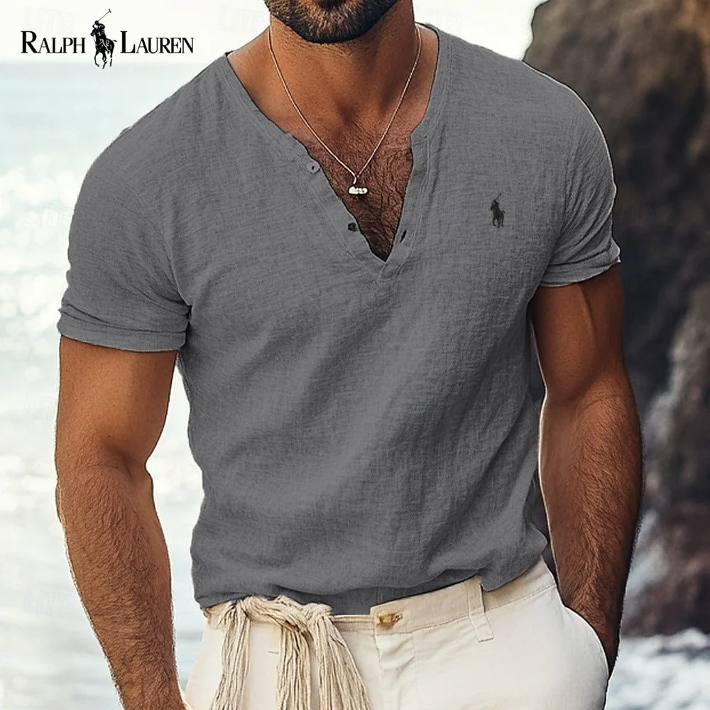 Rаlрh Lаurеn - Azure Coast Linen-Cotton V-Neck Shirt