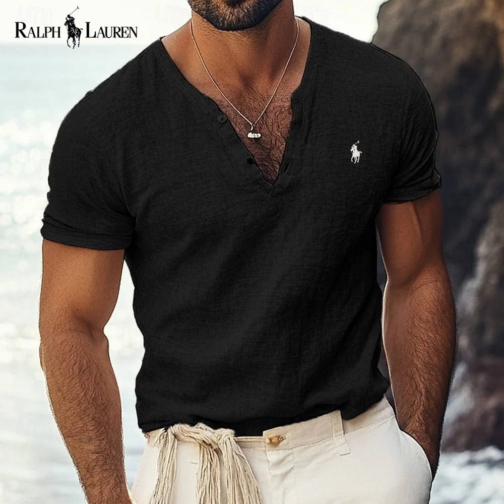 Rаlрh Lаurеn - Azure Coast Linen-Cotton V-Neck Shirt