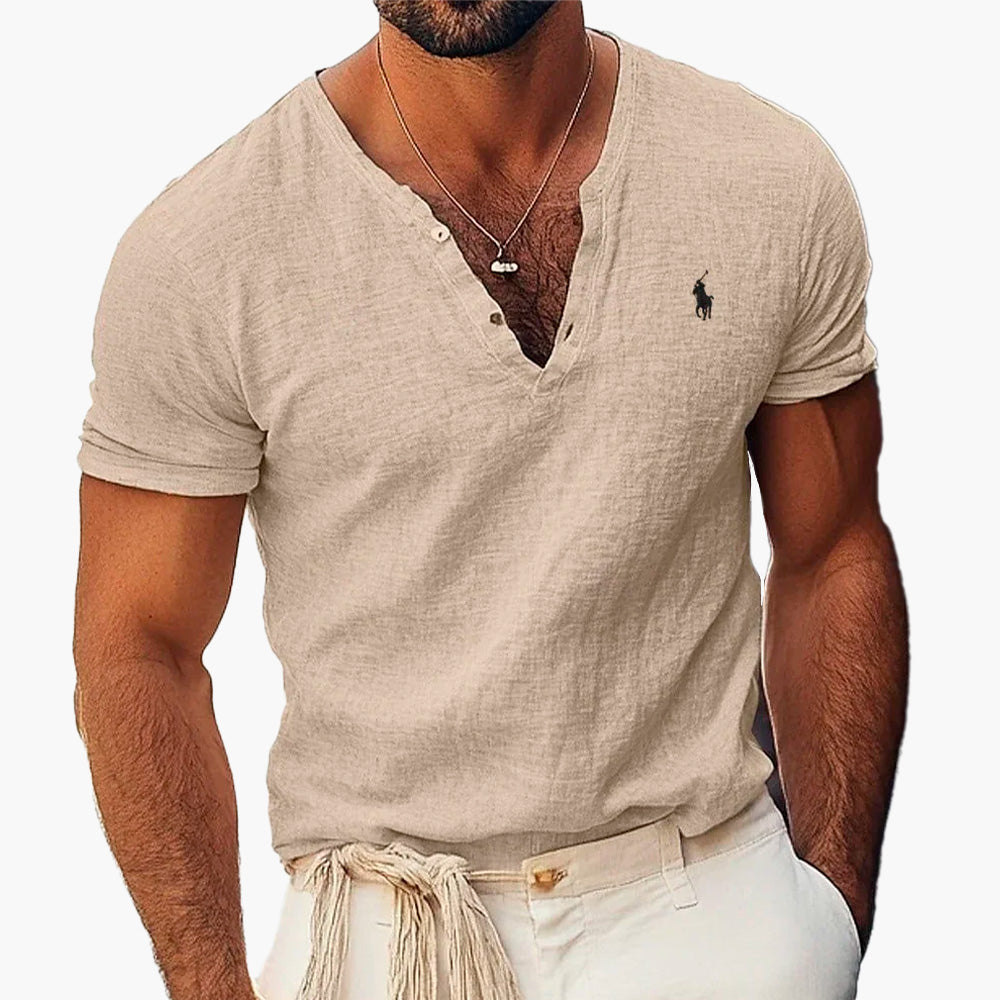 Rаlрh Lаurеn - Azure Coast Linen-Cotton V-Neck Shirt